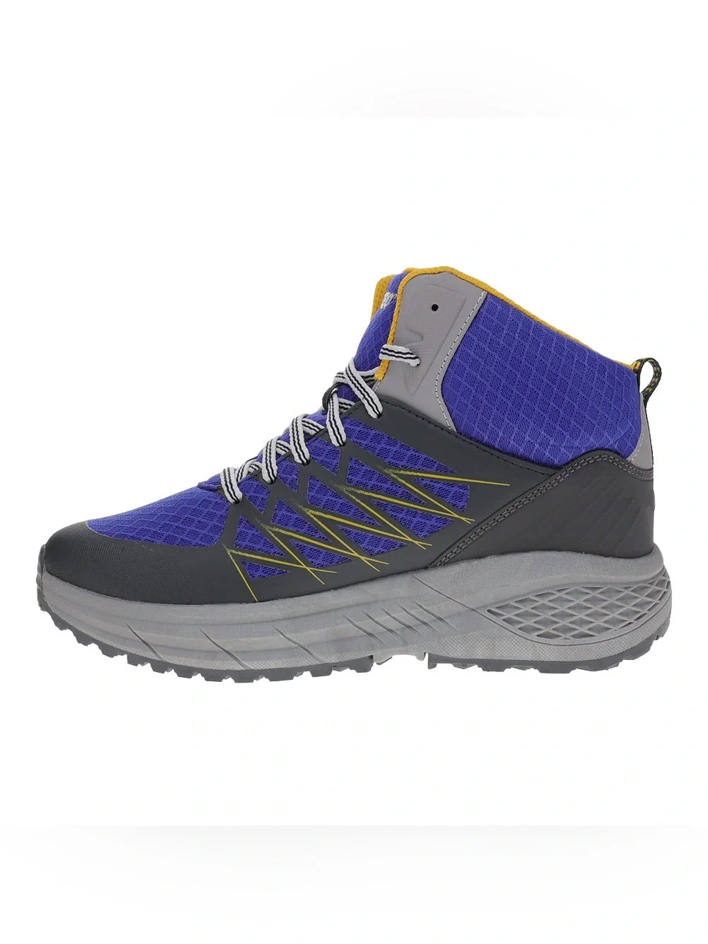 Hi-Tec Men's Blue and Gray Athletic Mid-Top Hiking Shoe with Yellow Accents